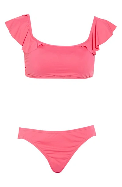 Vince Camuto Ruffle Two-piece Swimsuit In Coral Reef