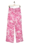 Nanette Lepore Smocked Wide Leg Pants In Fuchsia Fedora Print