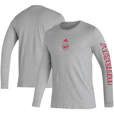 Adidas Originals Adidas Heather Gray Arsenal Team Crest Long Sleeve T-shirt