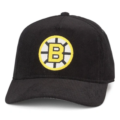 American Needle Black Boston Bruins Corduroy Chain Stitch Adjustable Hat