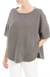 Max Studio Waffle Knit Top In Charcoal