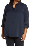 Vince Slim Fit Stretch Silk Button-up Shirt In Blue