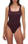 Good American Modern Tank Thong Bodysuit In Malbec003