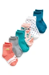Nordstrom Kids' Assorted 6-pack Quarter Socks In Dino Pals Pack