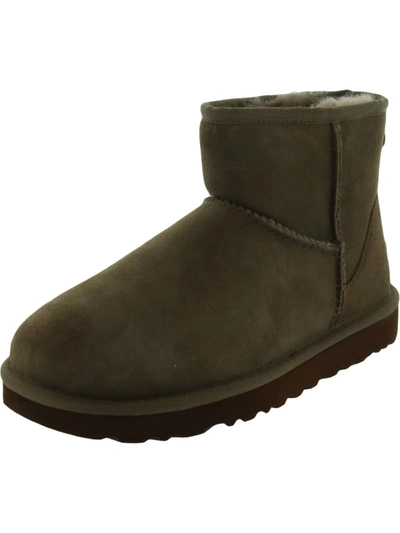 Ugg Classic Mini Ii Womens Suede Cold Weather Shearling Boots In Brown