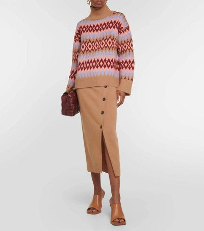 Allude Mockneck Argyle Sweater In Multi