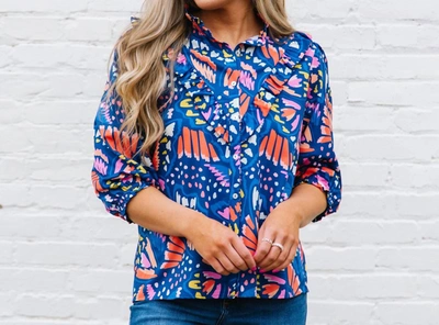 Michelle Mcdowell Kelly Top In So Fly Blue In Multi