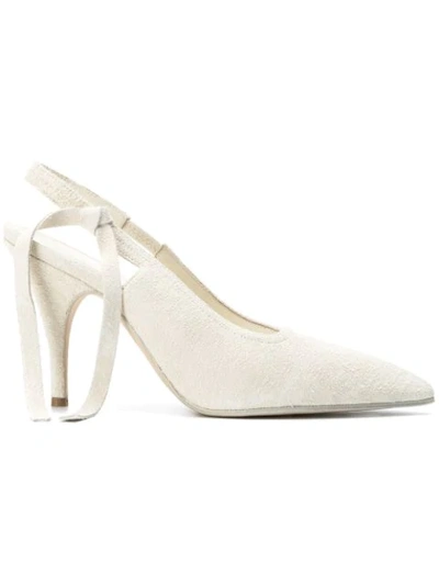 Victoria Beckham Dorothy Brushed-suede Slingback Pumps In White