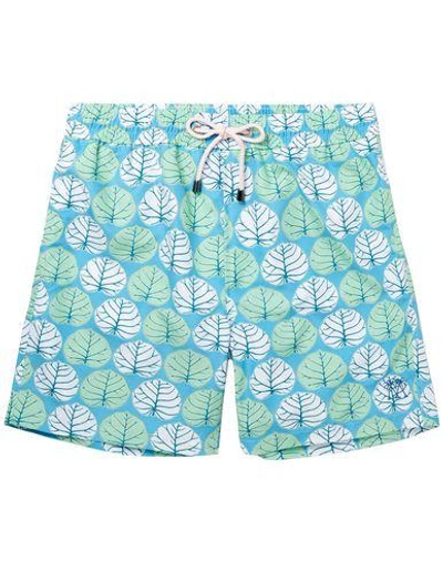 Pink House Mustique Swim Shorts In Sky Blue