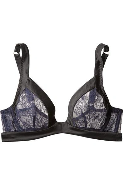 Agent Provocateur Oriah Leavers Lace And Stretch-silk Satin Soft-cup Underwired Bra In Black