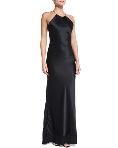 Calvin Klein Collection Fawn Satin Silk Charmeuse Gown In Black | ModeSens