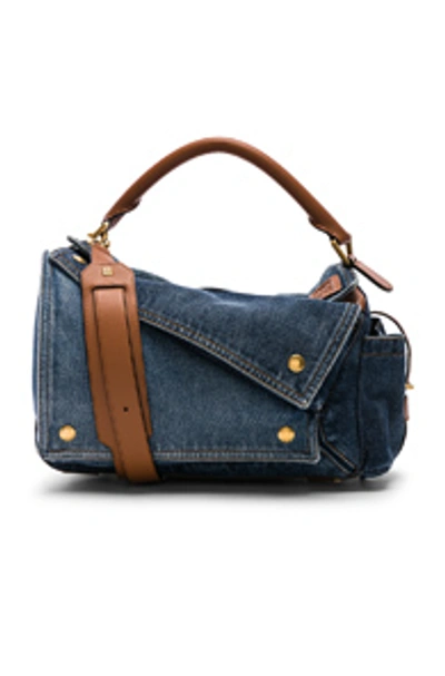 Loewe Tan And Blue Medium Denim Puzzle Pockets Bag
