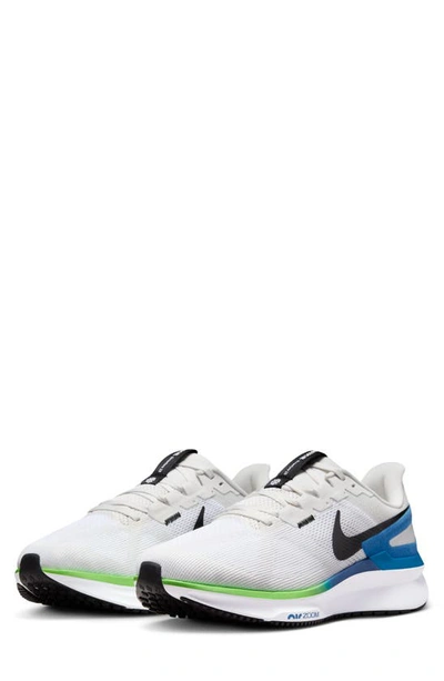 Nike Air Zoom Structure 25 Running Shoe In White/ Black/ Platinum/ Blue