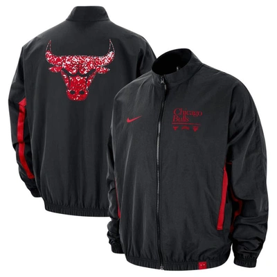Nike Black Chicago Bulls Courtside Vintage Warmup Full-zip Jacket