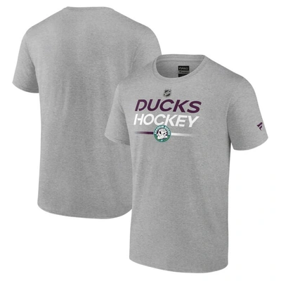 Fanatics Branded Heather Gray Anaheim Ducks Authentic Pro Wordmark Alternate Logo T-shirt