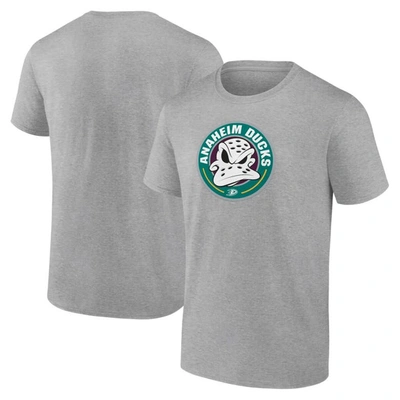 Fanatics Branded Heather Gray Anaheim Ducks Alternate Logo T-shirt