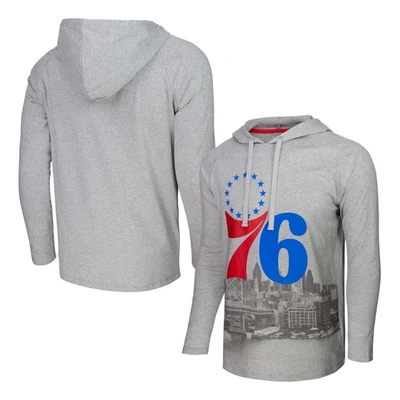 Stadium Essentials Heather Gray Philadelphia 76ers Atrium Raglan Long Sleeve Hoodie T-shirt