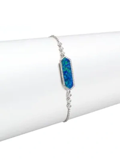 Meira T Opal, Diamond & 14k White Gold Long Hexagon Bracelet In White Gold Blue