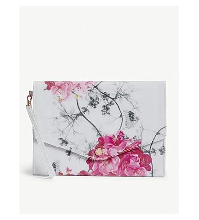 Ted Baker Floral Clutch In Grey