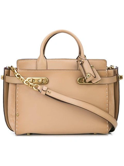 Coach Double Swagger Tote In Neutrals