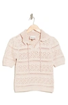 Industry Republic Clothing Cotton Crochet Pullover Polo In Sea Pearl
