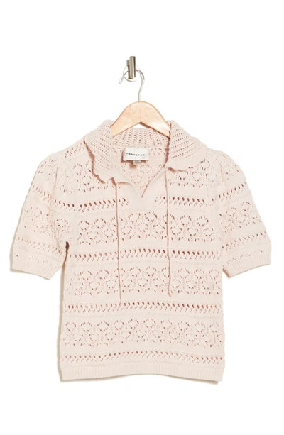 Industry Republic Clothing Cotton Crochet Pullover Polo In Pink