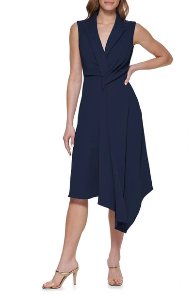 Dkny Collared Dress In Navy