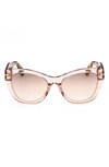 Tom Ford Cara 56mm Square Sunglasses In Shiny Pink / Brown Mirror