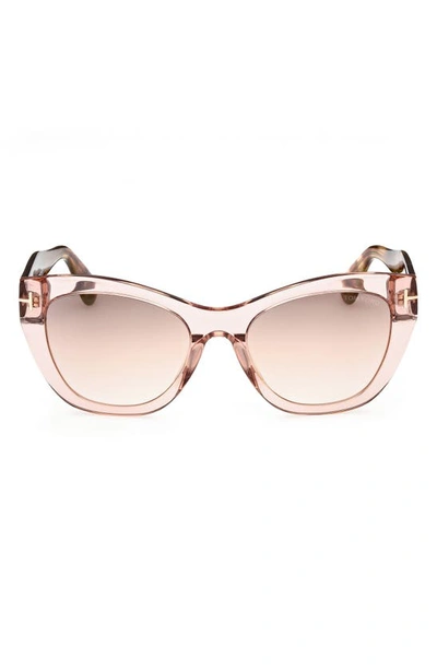 Tom Ford Cara 56mm Square Sunglasses In Shiny Pink / Brown Mirror