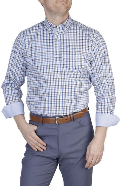 Tailorbyrd Check Stretch Button-down Shirt In Blue