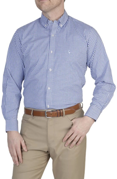 Tailorbyrd Minigingham Stretch Button-down Shirt In Royal