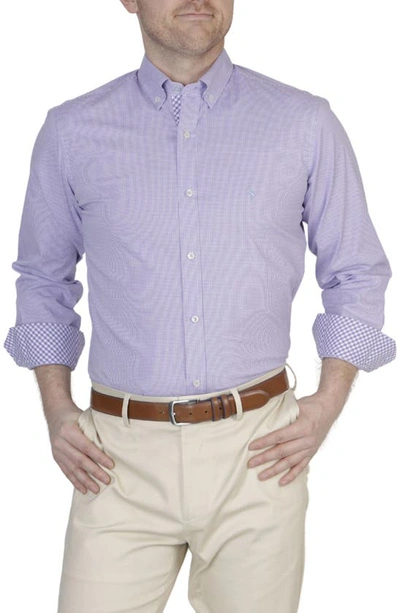 Tailorbyrd Minigingham Stretch Button-down Shirt In Lilac
