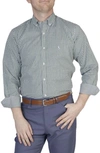 Tailorbyrd Gingham Stretch Button-down Shirt In Green