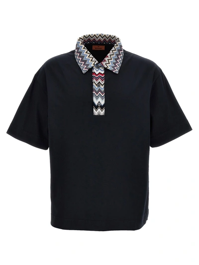 Missoni Zigzag Collar Shirt Polo In Black
