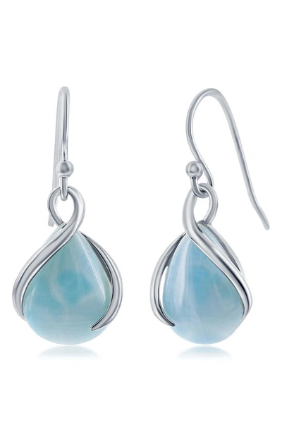 Simona Sterling Silver Larimar Pear Drop Earrings In Blue