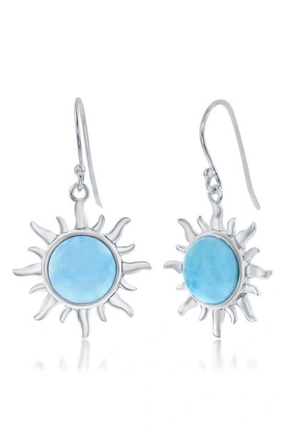 Simona Sterling Silver Larimar Sun Drop Earrings In Blue