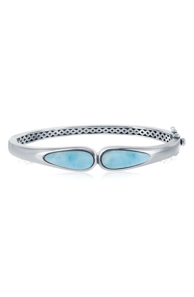 Simona Sterling Silver Pear-cut Larimar Bangle Bracelet In Blue