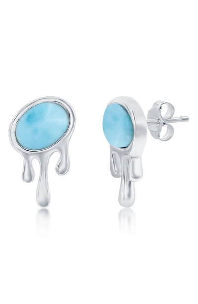 Simona Sterling Silver Larimar Dripping Earrings In Blue