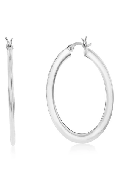 Simona Flat Hoop Earrings In Silver