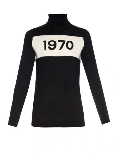 Bella Freud 1970-intarsia Roll-neck Wool Sweater In Black