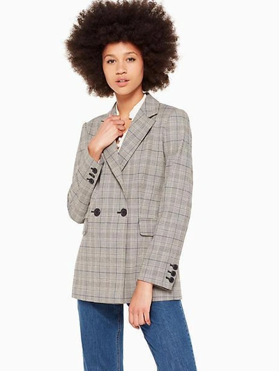 Kate Spade Mod Plaid Jacket In Black