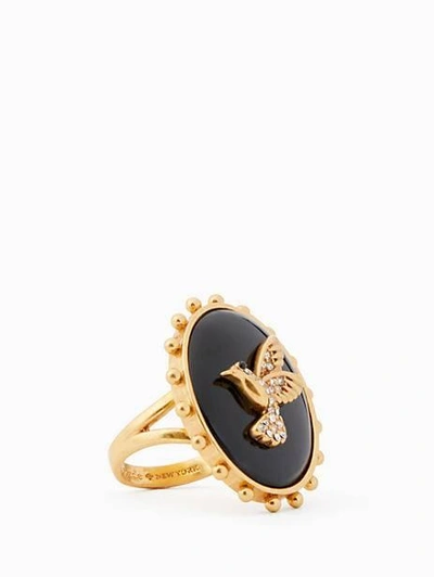 Kate Spade Grandma's Closet Bird Cameo Ring In Black Multi