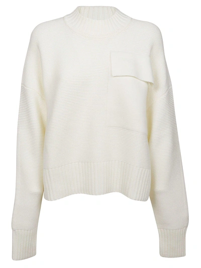 Jil Sander Applique Ribbed Sweater In Latte