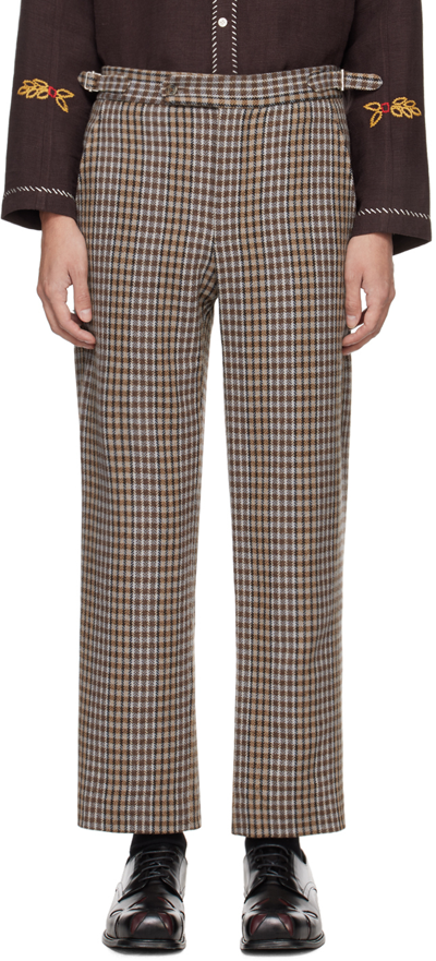 Bode Brown Marston Check Trousers In Multi Multi