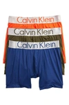 Calvin Klein Steel Micro 3-pack Boxer Briefs In Forest/ Night/ Orange