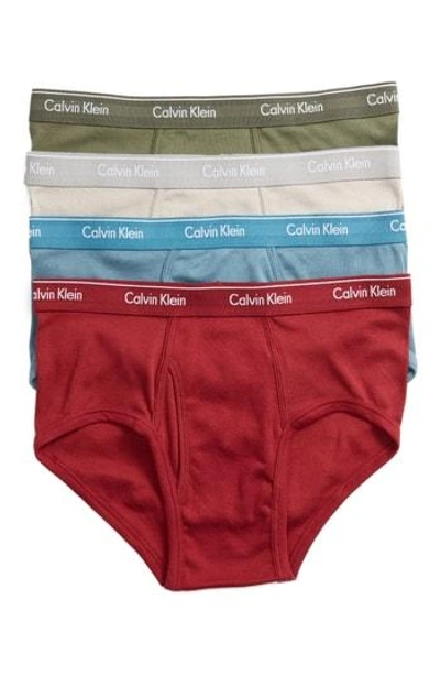 Calvin Klein 4-pack Cotton Briefs In Green/ Grey/ Periwinkle/ Brick