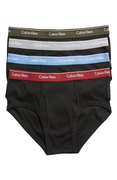 Calvin Klein 4-pack Cotton Briefs In Black W/ Multi Wb