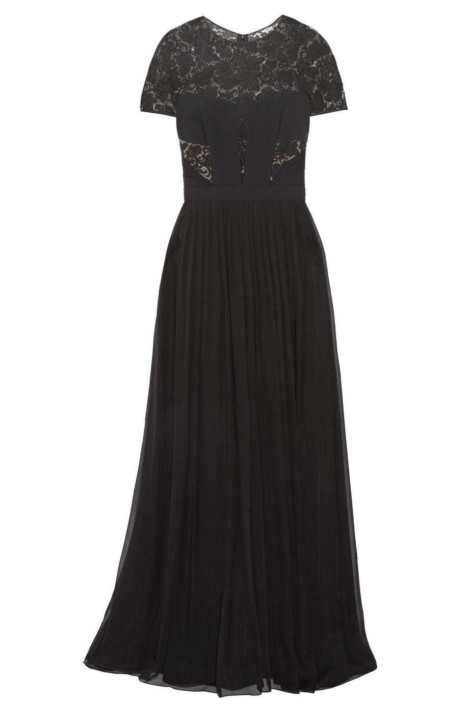 J Mendel Corded Lace And Pleated Georgette Gown | ModeSens