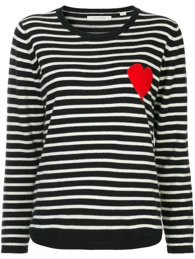 Chinti & Parker Navy-cream Breton Heart Wool-cashmere Sweater In Navycream