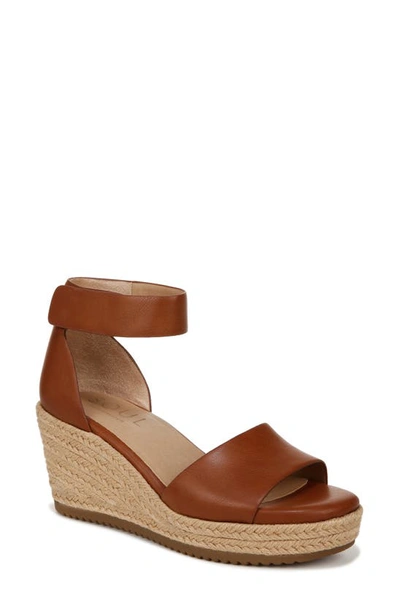 Soul Naturalizer Oakley Ankle Strap Espadrille Wedge Sandal In Mid Brown Faux Leather